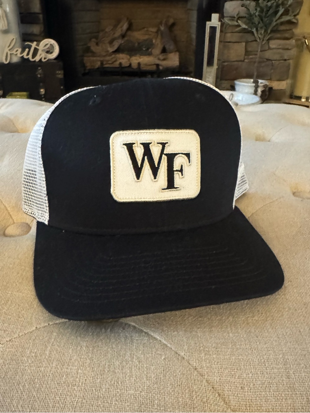 Nike Wake Forest  Black and White Trucker Hat with 'WF' Patch